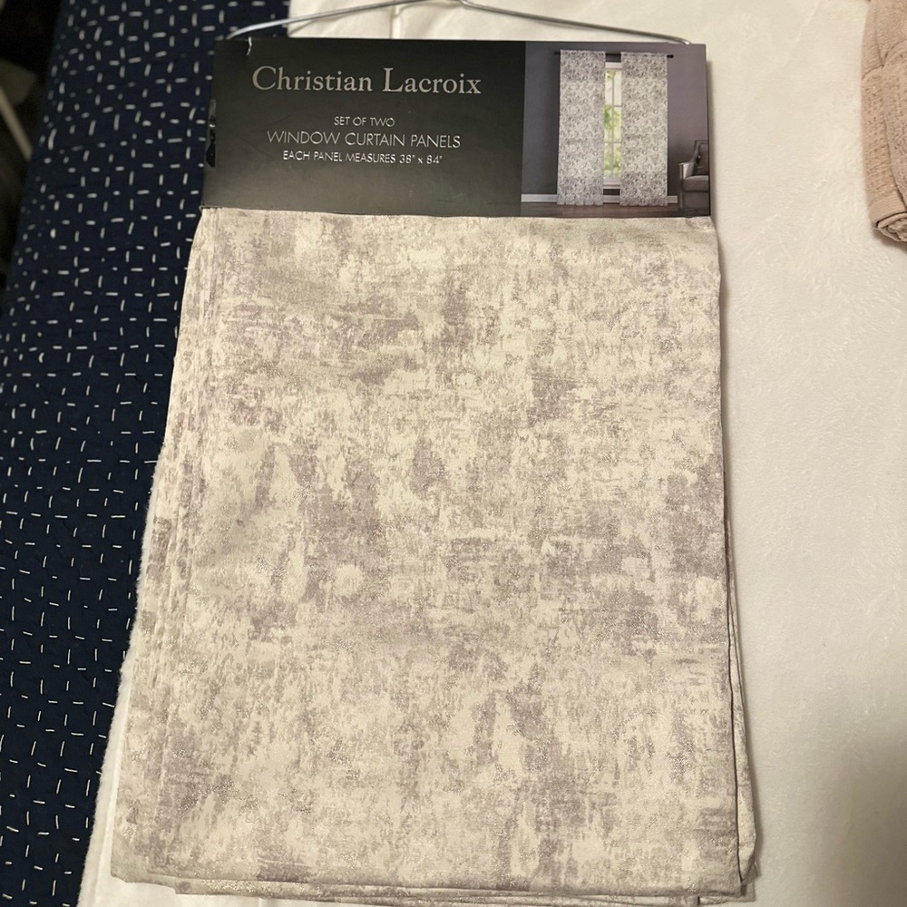 Christian Lacroix Textured Window Curtain Panels in Cream